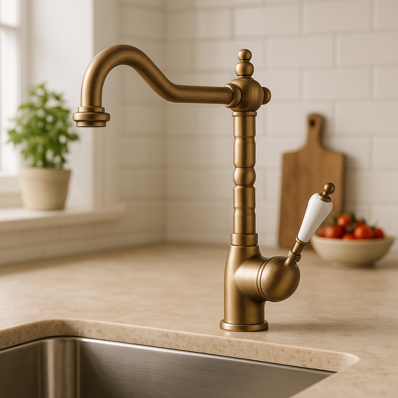 DEMM Nostalgisk køkkenarmatur med drejelig tud Bronze klassisk 1208947363